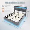 KLAM HOME Polsterbett Multifunktionales Samt Bett 140/160x200cm (LED-Beleuchtung CE-zertifizierte USB/Type-C 300kg Tragkraft), Stauraum Kopfteilregale Seitentaschen Federholzrahmen Lattenrost Bild 3