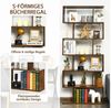 COSTWAY Bücherregal Holz, Standregal mit 6 Ebenen, Aktenregal für Pflanzen & Bücher, Wandregal inkl. Befestigungsmaterial, Aufbewahrungsregal S-Form, Büroregal Farbwahl (braun) Bild 2