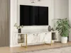 Vente-unique - TV-Möbel mit 2 Türen & 2 Regalen - Marmor-Optik Weiß & Goldfarben - DERANA Bild 1