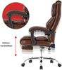 Bürostuhl mit Fußstütze und flexiblen 3-Punkt-Armlehnen - Schreibtischstuhl in Lederoptik mit Chrom-Base - ergonomischer Bürostuhl mit verstellbarer Rückenlehne Dunkelbraun Bild 5