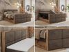 Doppelbett, Boxspringbett mit zwei Multipocket-Matratzen und ein Topper, Bettkästen, Eiche Wotan Holzrahmen, genähtes Kopfteil und Front - ALBERO 2 KING DUO - 120 x 200 cm - Braun Velours - H4 Bild 2