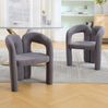 Ergonomischer Sessel im 2er-Set, Teddy-Flor-Bezug, grau, Massivholz, 61x52x71 cm Bild 2
