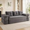HAUSS SPOLE Schlafsofa 3-Sitzer Klappsofa aus Cord,Loungesofa mit Getränkehalter & Taschen, Cord-Multifunktionssofa mit hochdichtem Schaumstoff und Reißverschluss, Dreisitzer ausklappbare Schlafcouch-Funktion Bild 2