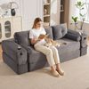 HAUSS SPOLE Schlafsofa 3-Sitzer Klappsofa aus Cord,Loungesofa mit Getränkehalter & Taschen, Cord-Multifunktionssofa mit hochdichtem Schaumstoff und Reißverschluss, Dreisitzer ausklappbare Schlafcouch-Funktion Bild 3