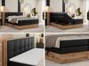 Boxspringbett, Doppelbett mit zwei 7 Härtezonen Multipocket-Matratzen, Bettkästen, Eiche Wotan Holzrahmen, Polsterbett mit Topper-Matratze - ALBERO 1 KING - 140 x 200 cm - Schwarz Kunstleder - H4 Bild 2