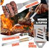 KESSER® Grillbesteck Set 37-teilig Grillzubehör aus rostfreiem Edelstahl Grillset mit Grillzange, Grillwender, 4in1 Grillspatel, Grillgabel, Grill-Spieß, Thermometer, Korkenzieher, Grillmatte & Tasche Beige Bild 2