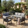 STILVORA Gartenlounge-Set für 7 Personen Gartenmöbel-Set mit 3/2 Sitzer Sofa, 2 Sessel&1 Tische, (Geflochtene Arm- & Rückenlehnen, verzinktes Eisen,wetterfest & stabil), Abgerundetes Design, Lounge-Set, pflegeleichter Glas-Couchtisch Bild 2