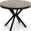 WFL GROUP Esstisch Ross ausziehbar rund industrial mit schwarzen Metallbeinen (MADE IN EU, erhältlich in 3 Größen – 90/100/120 cm ausziehbar auf 170/180/200 cm), platzsparender Tisch in Holzoptik für Küche, Esszimmer oder Wohnzimmer Bild 4