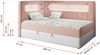 Boxspringbett mit LED, Einzelbett mit Bettkasten und Topper - JUNIOR GOLD 3 - 90x200 cm - Rosa und Weiß - Rechte Seite Bild 4