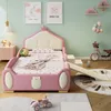 Prinzessinbett mit LED-Streifen und Rutsche, 90x200 cm, Mädchenbett, Polsterbett für Mädchen, Einzelbett, Spielbett, Kunstleder Bild 3