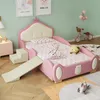 Prinzessinbett mit LED-Streifen und Rutsche, 90x200 cm, Mädchenbett, Polsterbett für Mädchen, Einzelbett, Spielbett, Kunstleder Bild 2