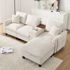 Ecksofa L-Form, umwandelbares Sofa mit Konsole Becherhaltern USB Ladeanschlüssen Armlehnen-Aufbewahrungstasche und Kissen für kleine Räume, Cordstoff, , Bild 3