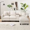 Ecksofa L-Form, umwandelbares Sofa mit Konsole Becherhaltern USB Ladeanschlüssen Armlehnen-Aufbewahrungstasche und Kissen für kleine Räume, Cordstoff, , Bild 5