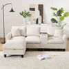 Ecksofa L-Form, umwandelbares Sofa mit Konsole Becherhaltern USB Ladeanschlüssen Armlehnen-Aufbewahrungstasche und Kissen für kleine Räume, Cordstoff, , Bild 2