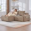 Modulares 2-Sitzer Cordsofa m. Hocker, Getränkehalter, Tasche, Khaki Bild 1