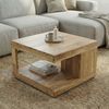 Couchtisch Akazie Massivholz 60cm - Quadratischer Wohnzimmertisch mit Ablagefach - Design Sofatisch Holz - Offener Loungetisch - Natur Beistelltisch Handmade Bild 2