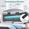 Merax Doppelbett 160x200 cm Polsterbett mit Stauraum, hydraulisches Bett, LED-Beleuchtung mit App-Steuerung, USB- & Type-C-Ladeanschlüsse, Samt, Grau Bild 3
