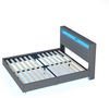 Flieks Polsterbett, LED Doppelbett 140x200cm mit USB-Laden und Stauraum am Kopfteil Leinen Bild 2