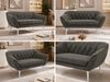 Polstersofa PIRS 2 Skandinavisches Sofa 2-Sitzer, Sofa mit Wellenfederung, Breite 140 cm, weiße Füße Hoher Sitzkomfort - Dunkelgrau Velvet Bild 2