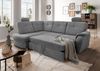 Ecksofa >Elli< Schlaffunktion, Stauraum, 2 Kopfstützen, grau - 264x92x180cm (BxHxT) Bild 2