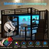 Hochbett mit RGB LED-Streifen, Schreibtisch, Bücherregal, Lattenrost, Treppe, Rausfallschutz, 140x200cm, Metallbett, Kinderbett Bild 5