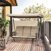 MC Star Hollywoodschaukel mit Seitentasche, 3-Sitzer Gartenschaukel mit verstellbarem Sonnendach, Schaukelbank belast bis 300kg, für Garten, Terrasse, 196 x 128 x 172 cm, Braun Bild 2