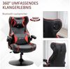 Vinsetto Gaming Stuhl mit Wippfunktion, höhenverstellbarer Bürostuhl, ergonomischer Computerstuhl mit Lautsprecher, Lenden- und Nackenstütze für Spielzimmer Kunstleder Rot+Schwarz Bild 4