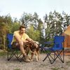 Sunula Campingstuhl Faltbar Anglerstuhl Ultraleicht Faltstuhl mit Armlehnen, mit Getränkehalter, mit Tragetasche, bis max. 100 kg, Blau Bild 2