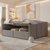 Merax Daybett Tagesbett Schlafsofa 140x200cm mit Stauraum, Polsterbett mit Lattenrost, Sofabett mit Arm- und Rückenklehne, Stauraumbett Samt, Grau Bild 5