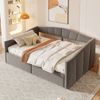 Merax Daybett Tagesbett Schlafsofa 140x200cm mit Stauraum, Polsterbett mit Lattenrost, Sofabett mit Arm- und Rückenklehne, Stauraumbett Samt, Grau Bild 2