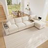 REDOM Ecksofa Modulares Sofa mit Armlehnen, Stauraum, USB/Type-C & Becherhaltern 1 Teile, Chenille, Beige, 313 x 147 x 82 cm Bild 3