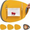 GLIESE Platzset Tischsets und Untersetzer aus Leder Grau-Gelb 4er-Set, abwaschbare, (4-St) Bild 4