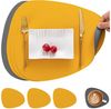 GLIESE Platzset Tischsets und Untersetzer aus Leder Grau-Gelb 4er-Set, abwaschbare, (4-St) Bild 5