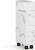 Nischenschrank auf Rollen Broreynna 66x15x33 cm Marmoroptik, weiß [en. casa] Bild 2