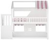 STILVORA Etagenbett 90x200 Kinderbett mit Matratze Stauraumleiter Stauraumleiter Weiß&Rosa (Hausbett mit Fenstern LED-Beleuchtung und Regalen, Einzigartiges Design der Sicherheitsgitter), in moderne Kinderzimmer Bild 4