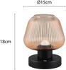 Kabellose LED Akku Tischleuchte QUENYA Glasschirm Bernstein, Höhe 18cm Bild 4