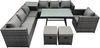 Fimous 7-Sitzer Grau Rattan Ecksofa Set mit Esstisch Sessel Fußhocker Gartenmöbel Outdoor Bild 2