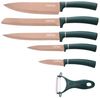6 teiliges Messerset Grün Gold Edtition (5 Messer & 1 Sparschäler) Edelstahl in Klappbox mit Magnetverschluss scharfe Messerklingen Küchenmesser Chefmesser Pizzamesser Motiv 1 Bild 2