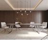 Esstisch Edge 300x100 Keramik Minas Melange Weiß-Beige Edelstahl Schräg Bild 2