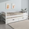 Tagesbett, Einzel- und Doppelbett, Schiebebett mit Rollen unten, mit 2 MDF-Schubladen, Massivholzrahmen, weiß (200x90cm/190x90cm) Bild 3