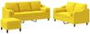 vidaXL 3-tlg. Sofagarnitur mit Kissen Hellgelb Stoff 3201863 Bild 2