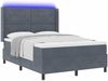 vidaXL Boxspringbett mit LED-Lichtleisten Dunkelgrau 160 x 200 cm Samt 3343875 Bild 2