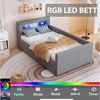 REDOM Polsterbett Funktionsbett Kinderbett (mit LED-Licht, USB-Ladeanschluss & Hydraulischem Stauraum, Samtstoff, Verstellbare Rückenlehnen, mit Regal und Nachtlicht, 90x200 cm), ohne Matratze Bild 2