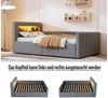 REDOM Polsterbett Funktionsbett Kinderbett (mit LED-Licht, USB-Ladeanschluss & Hydraulischem Stauraum, Samtstoff, Verstellbare Rückenlehnen, mit Regal und Nachtlicht, 90x200 cm), ohne Matratze Bild 3