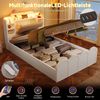 Holzbett mit RGB LED-Streifen, Stauraum, Lattenrost, Kopfteil mit Polsterung, Regal, USB, Type-C, 90x200cm, Einzelbett, Stauraumbett, Jugendbett Bild 5
