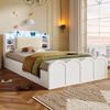 Holzbett mit RGB LED-Streifen, Stauraum, Lattenrost, Kopfteil mit Polsterung, Regal, USB, Type-C, 90x200cm, Einzelbett, Stauraumbett, Jugendbett Bild 4