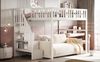 Bett 140x200 cm aus Kiefernholz mit Treppe und Stauraum – weißes Hochbett,ohne Matratze Bild 3