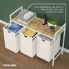 STEELSØN 'Rigil' Wäschesammler, weiß, Wäschekorb inkl. 3 Wäschesäcke je 40 Liter aus Oxford-Gewebe, ausziehbar, Wäschebox mit Bambus-Ablagefläche Bild 4