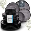 Steingut Geschirrset 6 Pers. Ibiza 24-tlg Hochwertiges Mediterranes TEST SEHR GUT Steingut Geschirr Set - Schüssel- und Teller Set - Tafelservice 6 Personen Geschirrsets Pure Living in Grau Bild 4