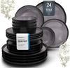 Steingut Geschirrset 6 Pers. Ibiza 24-tlg Hochwertiges Mediterranes TEST SEHR GUT Steingut Geschirr Set - Schüssel- und Teller Set - Tafelservice 6 Personen Geschirrsets Pure Living in Grau Bild 5